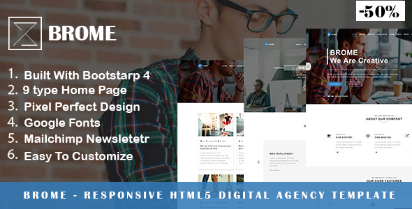 Brome – HTML5-шаблон для digital-агентств и креативных профессионалов