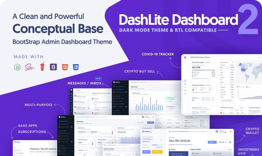 DashLite – админ-шаблон на Bootstrap для быстрого создания панелей управления