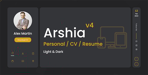 Arshia – neomorphism-шаблон для портфолио, vCard и резюме