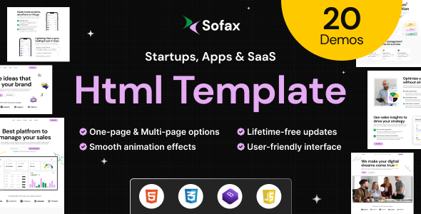 Sofax – универсальный HTML-шаблон для SaaS и стартапов