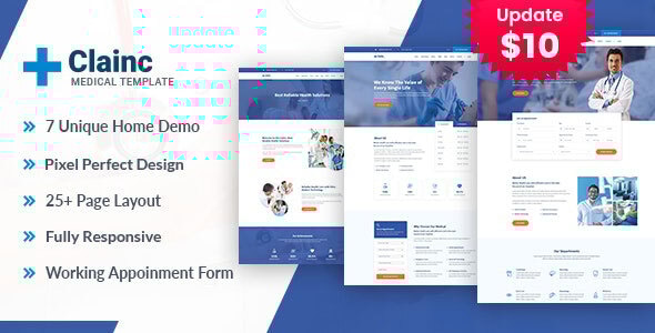 Clainc – HTML-шаблон для медицинских и оздоровительных сайтов
