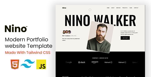 Nino – Шаблон личного портфолио Tailwind CSS