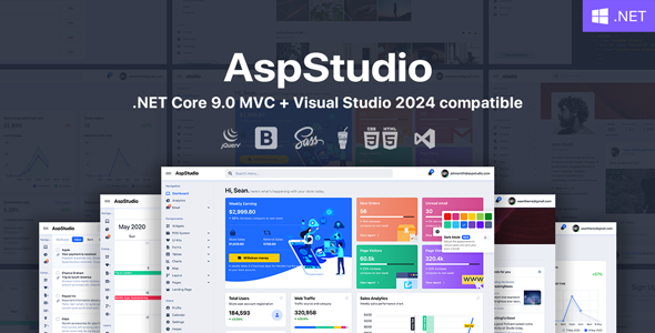 AspStudio — шаблон админ-панели на .NET Core 9.0 MVC