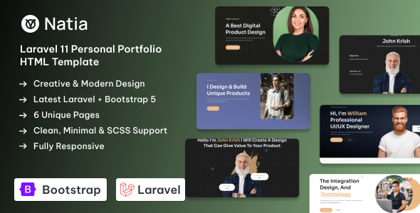 Шаблон Laravel Natia для создания личного портфолио