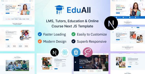 EduAll — Система управления обучением и онлайн-курсами (LMS) для преподавателей, React Next.j