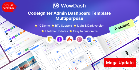 WowDash — Многоцелевой шаблон панели администратора на CodeIgniter