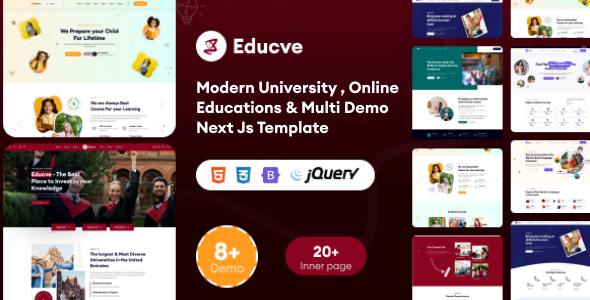 Educve University: Многоцелевой Next.js шаблон для образовательных платформ и онлайн-курсов