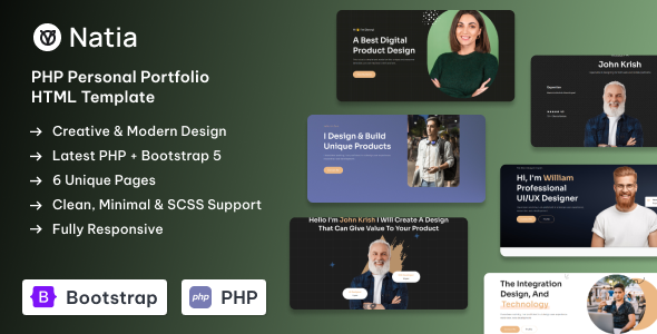 Natia - Шаблон личного портфолио на PHP