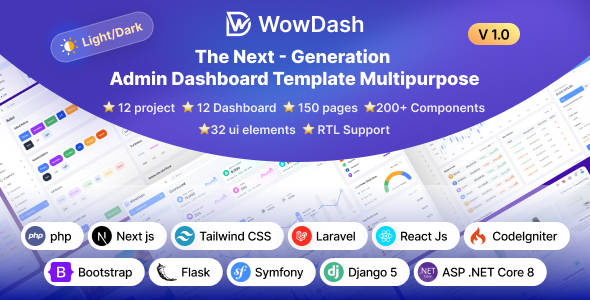 WowDash — Многоцелевой шаблон панели администратора для веб-приложений