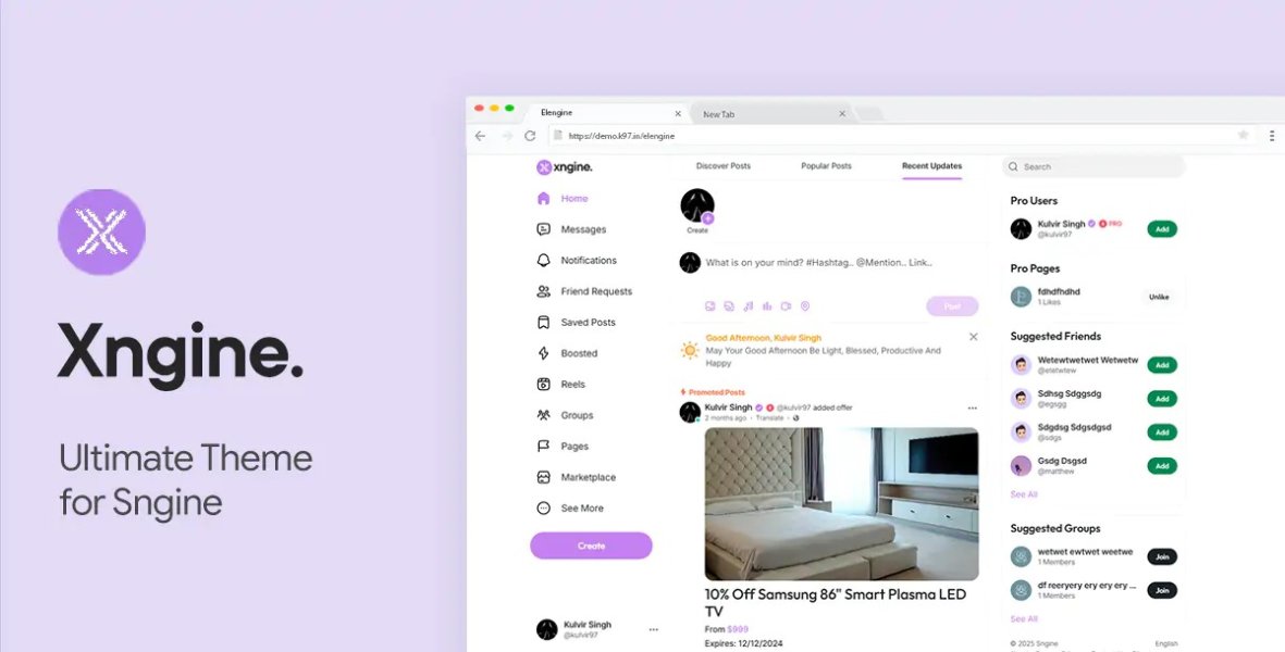 Xngine — идеальная тема для Sngine