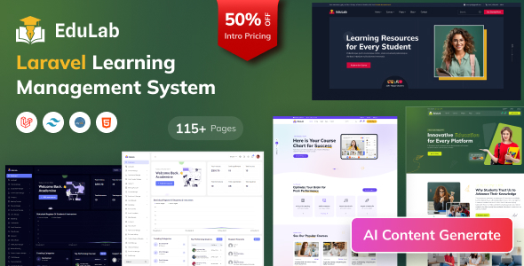 Edulab LMS — современная система управления обучением на Laravel с использованием Tailwind CSS