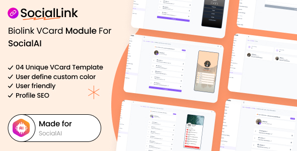 SocialLink — модуль VCard для SocialAI