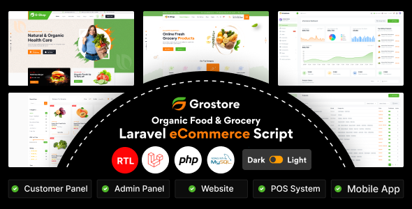 GroStore — скрипт для магазина продуктов и товаров на Laravel с административной панель