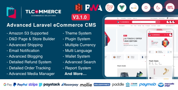 TLCommerce — система управления электронной коммерцией на базе Laravel и VueJS с поддержкой PWA