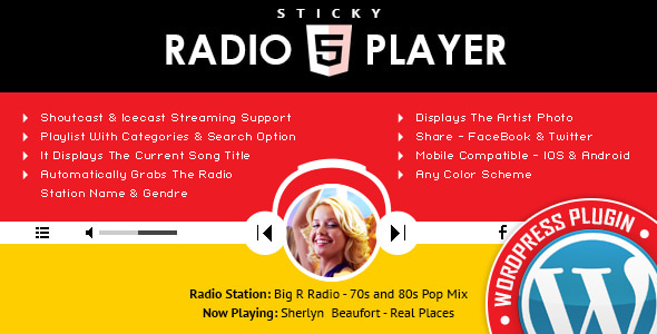 Sticky Radio Player – полноэкранный HTML5-плеер для ShoutCast и IceCast в WordPress