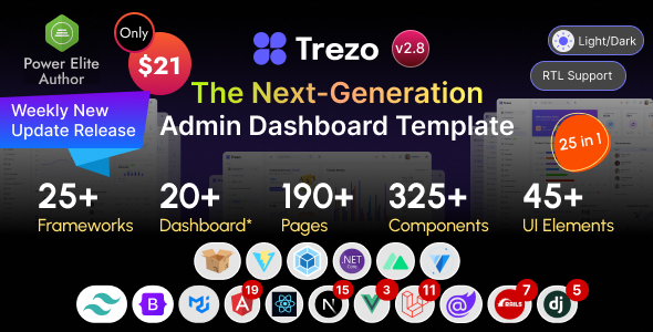 Trezo — Tailwind, Bootstrap, Material, React, Angular, Vue, Laravel ASP.net Admin Dashboard Template