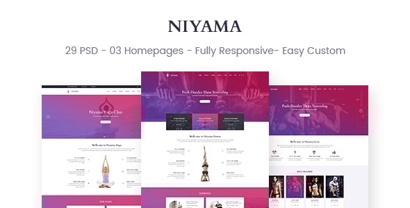 Niyama — многофункциональный HTML-шаблон для студий йоги, фитнеса и танцев