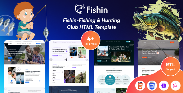 Fishin — HTML-шаблон для сайтов об охоте, рыбалке и кемпинге