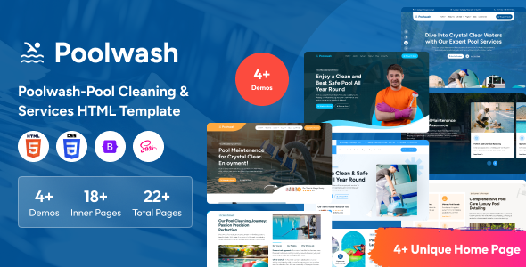 Poolwash — HTML-шаблон для сервиса и обслуживания бассейнов