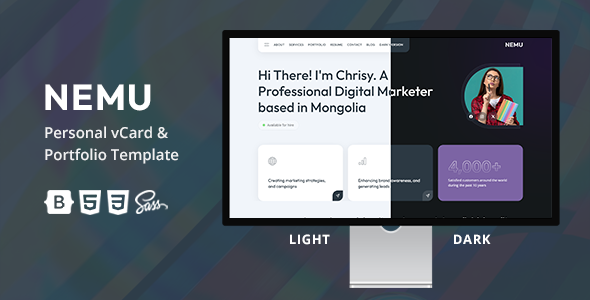 Nemu — шаблон для создания профессионального портфолио и цифровых визиток