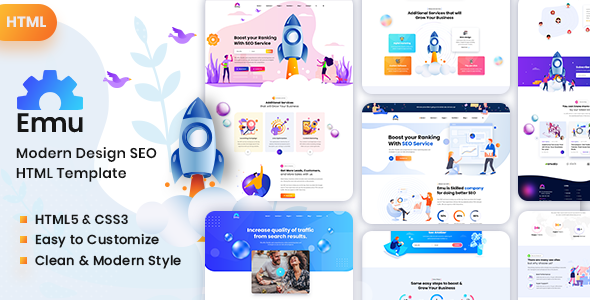 Emu — универсальный HTML-шаблон для digital-агентств и SaaS-проектов