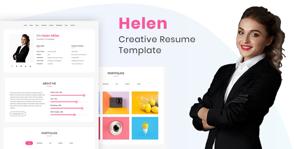 Helen — профессиональный HTML-шаблон для создания онлайн-резюме и портфолио