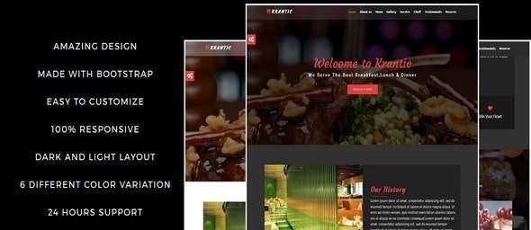 Krantic — HTML5 шаблон для ресторанного бизнеса