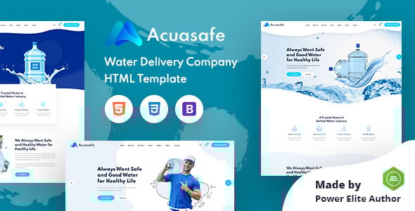 Acuasafe — HTML-шаблон для индустрии питьевой воды и систем фильтрации