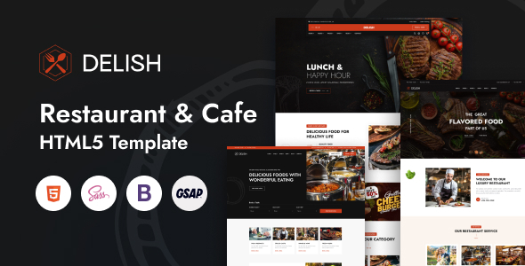 Delish — универсальный HTML5-шаблон для ресторанного бизнеса и сферы услуг