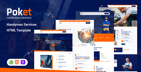 Poket — готовый HTML-шаблон для сферы ремонта и сервиса