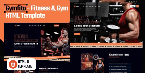 Gymfito — HTML-шаблон для фитнес-индустрии и спорта