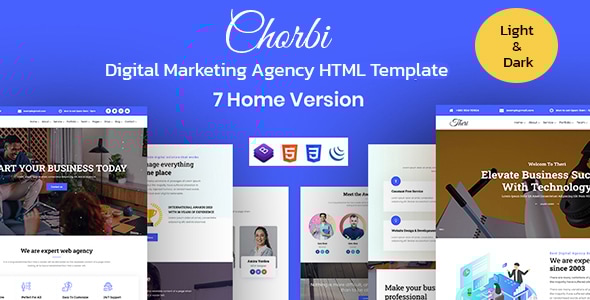 Chorbi — высокопроизводительный HTML5-шаблон для Digital-агентств