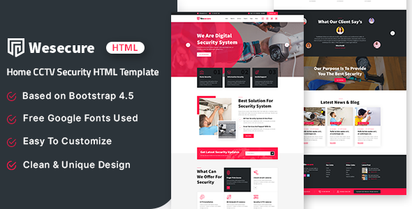 Wesecure — HTML-шаблон для охранных организаций и систем видеонаблюдения