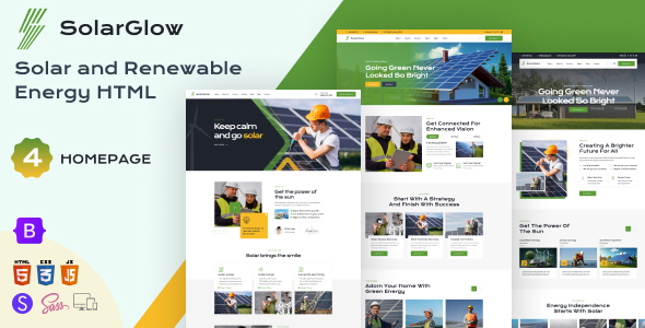 Solarglow — HTML-шаблон для проектов в сфере возобновляемой энергии