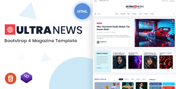 UltraNews — HTML-шаблон для высоконагруженных блогов и медиа-платформ