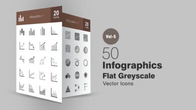 40 svg ikonok infografiki v ottenkah serogo
