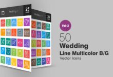 50 mnogocvetnyh svg ikonok svadebnoj linii
