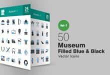 50 muzejnyh sinih i chernyh svg ikonok