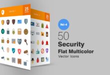 50 ploskih mnogocvetnyh svg ikon bezopasnosti