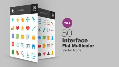 50 ploskih mnogocvetnyh svg ikon veb interfejsa