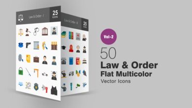 50 ploskih mnogocvetnyh svg ikonok zakon i porjadok