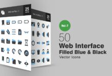 50 sinja chernyh svg ikonok veb interfejsa