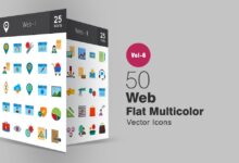 50 veb ploskih mnogocvetnyh svg ikonok
