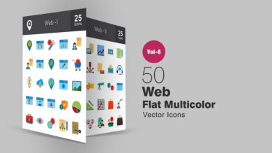 50 veb ploskih mnogocvetnyh svg ikonok