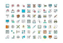 70 blogger color flat icons