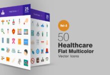 50 medicinskih mnogocvetnyh svg ikonok